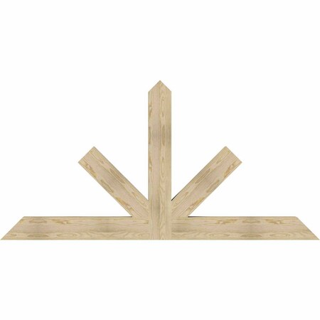 Ekena Millwork Saratoga Rough Sawn Timber Gable Bracket, Douglas Fir, 84"W x 42"H x 4"D x 6"F, 12/12 Pitch GBW084X42X0406SAR00RDF